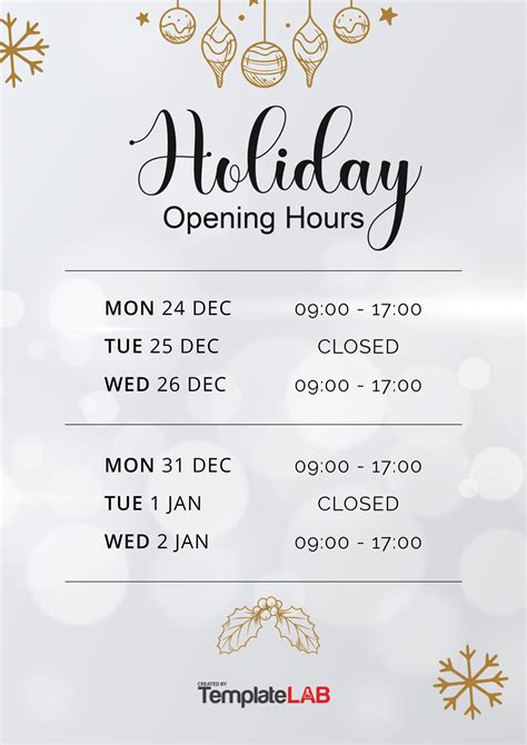 Hours of Operation & Holiday Schedules .